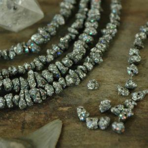 Shop Pyrite Beads! Titanium Pyrite Sparkle: Glittered Gemstone Nugget Beads, 10 beads, 5x3mm,  Glittery, Flashy Designer Festive Craft, Jewelry Making Supplies | Natural genuine beads Pyrite beads for beading and jewelry making.  #jewelry #beads #beadedjewelry #diyjewelry #jewelrymaking #beadstore #beading #affiliate #ad