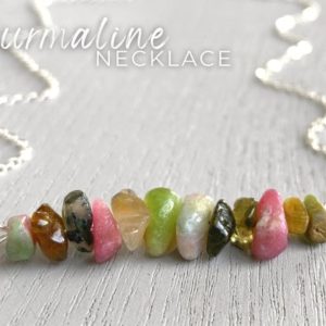 Shop Watermelon Tourmaline Necklaces! Tourmaline Crystal Necklace, Watermelon Tourmaline Necklace, Empath Protection Necklace, Gift For Her, Rainbow Crystal Gemstone Bar Necklace | Natural genuine Watermelon Tourmaline necklaces. Buy crystal jewelry, handmade handcrafted artisan jewelry for women.  Unique handmade gift ideas. #jewelry #beadednecklaces #beadedjewelry #gift #shopping #handmadejewelry #fashion #style #product #necklaces #affiliate #ad