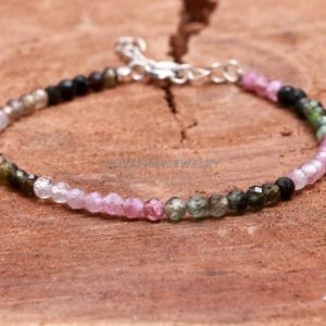 Shop Watermelon Tourmaline Bracelets! Watermelon Tourmaline Bracelet, Natural Multi Tourmaline Faceted Round Beaded Bracelet, October Birthstone, Sterling Silver For Women,gift | Natural genuine Watermelon Tourmaline bracelets. Buy crystal jewelry, handmade handcrafted artisan jewelry for women.  Unique handmade gift ideas. #jewelry #beadedbracelets #beadedjewelry #gift #shopping #handmadejewelry #fashion #style #product #bracelets #affiliate #ad