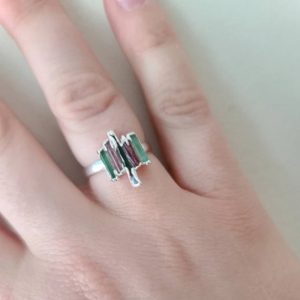 Shop Watermelon Tourmaline Rings! Watermelon Tourmaline Raw Stone Silver Plated Ring, Silver Electroplated Semi Precious Gemstone Ring, Selling Per Piece Mother's Day | Natural genuine Watermelon Tourmaline rings, simple unique handcrafted gemstone rings. #rings #jewelry #shopping #gift #handmade #fashion #style #affiliate #ad