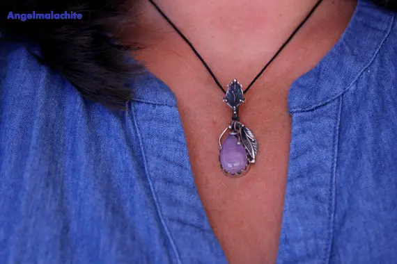 Collier Femme, Collier Kunzite, Kunzite, Pierre Apaisante, Harmonie, équilibre,accessoire Femme, Cadeau Pour Elle, Bijoux, Pierre,argent 925