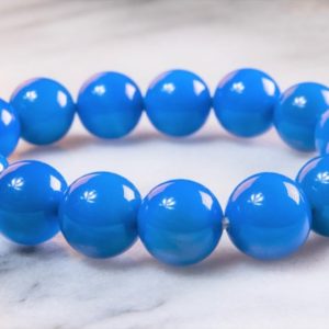 Shop Agate Bracelets! Light Blue Agate 12 mm beads bracelet for man,  woman AAA quality | Natural genuine Agate bracelets. Buy crystal jewelry, handmade handcrafted artisan jewelry for women.  Unique handmade gift ideas. #jewelry #beadedbracelets #beadedjewelry #gift #shopping #handmadejewelry #fashion #style #product #bracelets #affiliate #ad