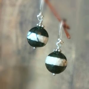 Banded Agate Earrings, Sterling Silver Earrings, Black And White Earrings, Agate Jewelry, Large Agate Drops, Gifts For Her | Natural genuine Agate earrings. Buy crystal jewelry, handmade handcrafted artisan jewelry for women.  Unique handmade gift ideas. #jewelry #beadedearrings #beadedjewelry #gift #shopping #handmadejewelry #fashion #style #product #earrings #affiliate #ad