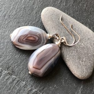 Shop Agate Earrings! Botswana Agate Earrings Sterling Silver brown grey natural stone boho statement bold dangle drops birthday holiday gift for her 7138 | Natural genuine Agate earrings. Buy crystal jewelry, handmade handcrafted artisan jewelry for women.  Unique handmade gift ideas. #jewelry #beadedearrings #beadedjewelry #gift #shopping #handmadejewelry #fashion #style #product #earrings #affiliate #ad