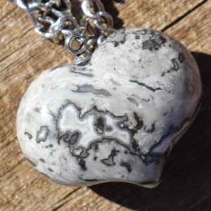 Shop Agate Necklaces! Black Lace Agate Puffy Heart Healing Stone Necklace with Positive Healing Energy and Healing Stone Information! | Natural genuine Agate necklaces. Buy crystal jewelry, handmade handcrafted artisan jewelry for women.  Unique handmade gift ideas. #jewelry #beadednecklaces #beadedjewelry #gift #shopping #handmadejewelry #fashion #style #product #necklaces #affiliate #ad