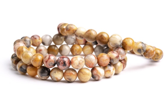 Natural Orange Cream Crazy Lace Agate Gemstone Grade Aaa Round 8mm Loose Beads