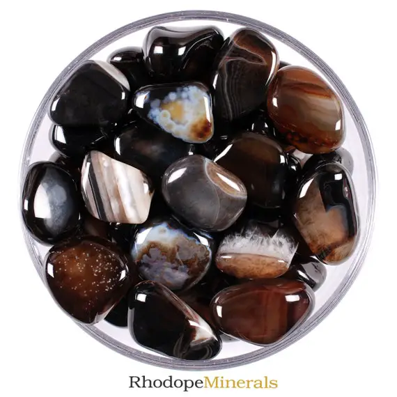 Black Agate Tumbled Stone, Black Agate, Tumbled Stones, Stones, Crystals, Rocks, Gifts, Gemstones, Gems, Zodiac Crystals, Healing Crystals