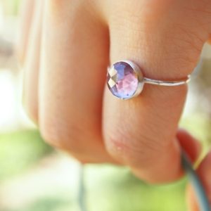 Shop Healing Gemstone Rings! alexandrite – 8mm faceted alexandrite ring. stacking gemstone ring. color changing lab alexandrite | Natural genuine Gemstone rings, simple unique handcrafted gemstone rings. #rings #jewelry #shopping #gift #handmade #fashion #style #affiliate #ad
