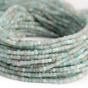 Shop Amazonite Faceted Beads! Natural Blue Green Amazonite Gemstone Grade A Beveled Edge Faceted Cube 2mm Loose Beads | Natural genuine faceted Amazonite beads for beading and jewelry making.  #jewelry #beads #beadedjewelry #diyjewelry #jewelrymaking #beadstore #beading #affiliate #ad