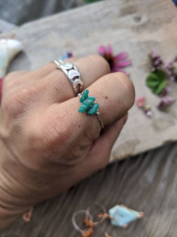 Amazonite Crystal Ring- Made To Order, Amazonite Ring, Dainty Amazonite Crystals, Small Crystal Ring, Constant Ruckus Rings
