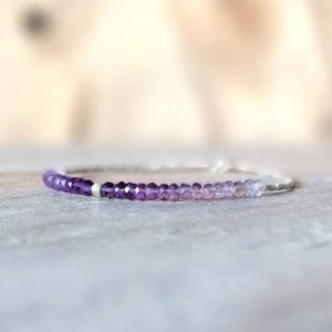 Protection Bracelet Amethyst And Karen Hill Silver Beads Bracelet Minimalist Ombre Bracelet African Amethyst Bracelet February Birthstone | Natural genuine Array jewelry. Buy crystal jewelry, handmade handcrafted artisan jewelry for women.  Unique handmade gift ideas. #jewelry #beadedjewelry #beadedjewelry #gift #shopping #handmadejewelry #fashion #style #product #jewelry #affiliate #ad