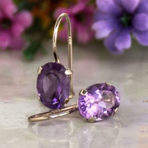 14K Solid Gold Gemstone Earrings, Amethyst Earrings, Purple Birthstone Earrings, Statement Earrings, Amethyst Jewelry, Mother's Day Gift | Natural genuine Amethyst earrings. Buy crystal jewelry, handmade handcrafted artisan jewelry for women.  Unique handmade gift ideas. #jewelry #beadedearrings #beadedjewelry #gift #shopping #handmadejewelry #fashion #style #product #earrings #affiliate #ad