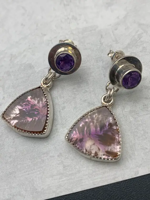 Amethyst And Cacoxenite Stud Earrings