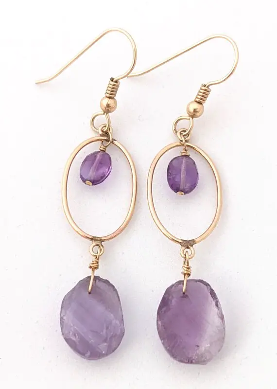Gold-filled And Amethyst Earrings