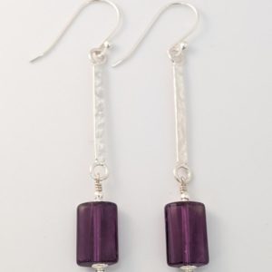 Shop Amethyst Earrings! Hammered Sterling Silver and Amethyst Earrings | Natural genuine Amethyst earrings. Buy crystal jewelry, handmade handcrafted artisan jewelry for women.  Unique handmade gift ideas. #jewelry #beadedearrings #beadedjewelry #gift #shopping #handmadejewelry #fashion #style #product #earrings #affiliate #ad