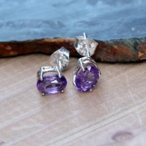 Shop Amethyst Earrings! Amethyst Earrings, Natural Amethyst Stud Earrings, February Birthstone Earrings, Platinum White Gold Sterling Silver Rose Gold | Natural genuine Amethyst earrings. Buy crystal jewelry, handmade handcrafted artisan jewelry for women.  Unique handmade gift ideas. #jewelry #beadedearrings #beadedjewelry #gift #shopping #handmadejewelry #fashion #style #product #earrings #affiliate #ad