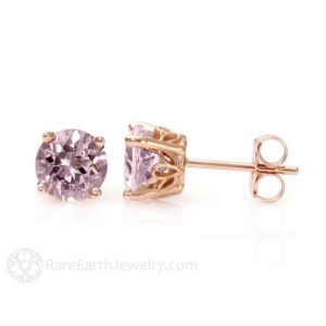 Shop Amethyst Jewelry! Rose de France Amethyst Earrings 5mm 6mm or 8mm Lavender Pink Amethyst Stud Earrings 14K White Yellow or Rose Gold Post Earrings | Natural genuine Amethyst jewelry. Buy crystal jewelry, handmade handcrafted artisan jewelry for women.  Unique handmade gift ideas. #jewelry #beadedjewelry #beadedjewelry #gift #shopping #handmadejewelry #fashion #style #product #jewelry #affiliate #ad