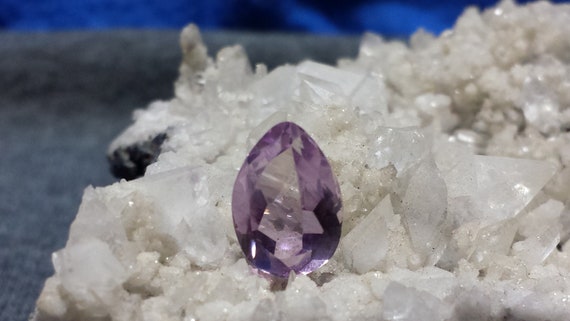 Natural 3.4ct. Amethyst Faceted Pear Shape Gemstone 11.7mm X 8.3mm X 5.6mm Loose Faceted Pear Shape Gemstone Light Untreated Purple Amethyst