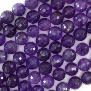Shop Amethyst Faceted Beads! Natural Faceted Purple Amethyst Round Beads 15" Strand 3mm 4mm 6mm 8mm 10mm S1 | Natural genuine faceted Amethyst beads for beading and jewelry making.  #jewelry #beads #beadedjewelry #diyjewelry #jewelrymaking #beadstore #beading #affiliate #ad