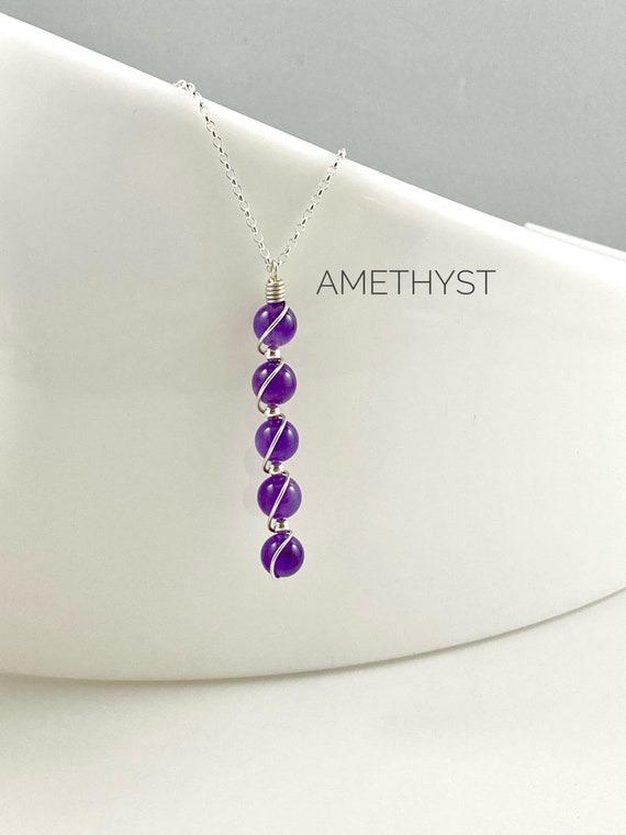 Amethyst Necklace Sterling Silver, February Birthstone, Purple Necklace