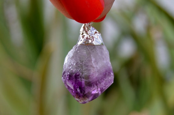 Amethyst Raw Pendant - Amethyst Crystal Point Pendant - Healing Stone - Birthstone Necklace