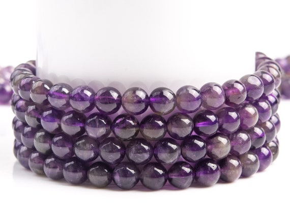 Natural Deep Purple Amethyst Gemstone Grade A Round 6mm Loose Beads