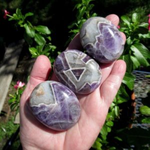 Shop Amethyst Shapes! Chevron Amethyst – Choose One Palm Stone – Natural Amethyst From Zambia | Natural genuine stones & crystals in various shapes & sizes. Buy raw cut, tumbled, or polished gemstones for making jewelry or crystal healing energy vibration raising reiki stones. #crystals #gemstones #crystalhealing #crystalsandgemstones #energyhealing #affiliate #ad
