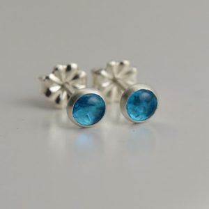 Shop Apatite Earrings! Apatite 4mm Sterling Silver Stud Earrings | Natural genuine Apatite earrings. Buy crystal jewelry, handmade handcrafted artisan jewelry for women.  Unique handmade gift ideas. #jewelry #beadedearrings #beadedjewelry #gift #shopping #handmadejewelry #fashion #style #product #earrings #affiliate #ad