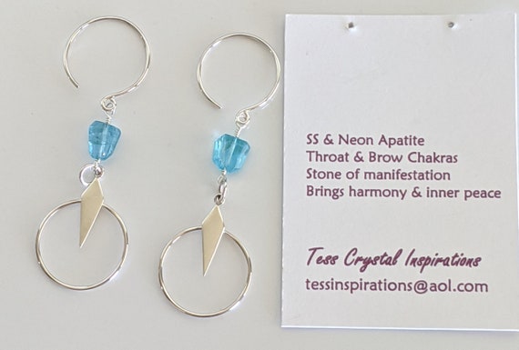 Sterling Silver And Genuine Apatite Earrings