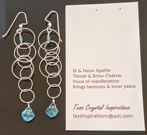 Sterling Silver And Neon Apatite Earrings