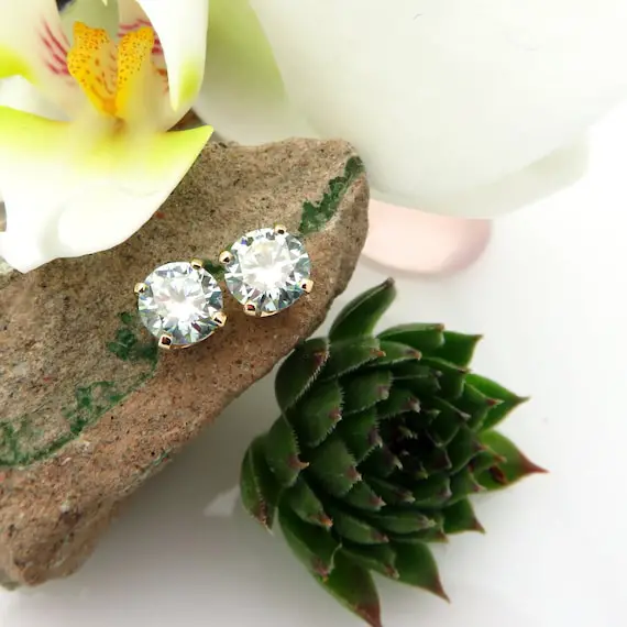 Aquamarine Blue Moissanite Earrings: 14k Gold, Platinum, Or Silver Studs | Summer Cottagecore Jewelry For Men Or Women | Lab Created Gems