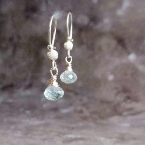 Shop Aquamarine Earrings! Aquamarine Earrings, Wire Wrap Earring, Silver Kidney Ear Wire Earrings, March Birthstone, Gifts For Her | Natural genuine Aquamarine earrings. Buy crystal jewelry, handmade handcrafted artisan jewelry for women.  Unique handmade gift ideas. #jewelry #beadedearrings #beadedjewelry #gift #shopping #handmadejewelry #fashion #style #product #earrings #affiliate #ad