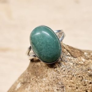 Shop Aventurine Rings! Green Aventurine Ring. Reiki Jewelry Uk. Women's Adjustable Ring. 14x10mm Stone. 925 Sterling Silver Rings For Women. | Natural genuine Aventurine rings, simple unique handcrafted gemstone rings. #rings #jewelry #shopping #gift #handmade #fashion #style #affiliate #ad