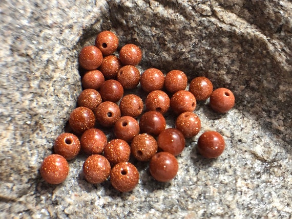 Gold (brown) Sand Stone Beads, Wholesale Gemstone Aventurine Beads, Round Natural Stone Jewelry Beads, 4mm 6mm 8mm 10mm 12mm 5-200pcs