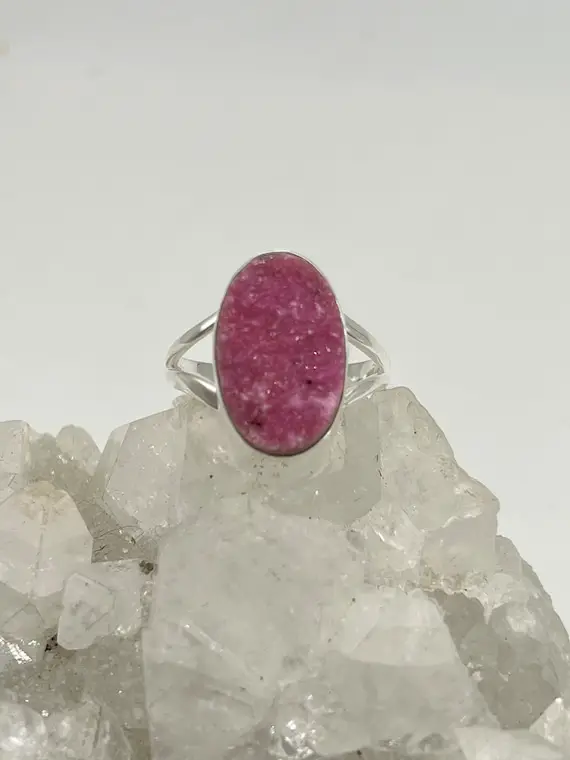 Pink Cobalto Calcite Crystal Ring, Size 8