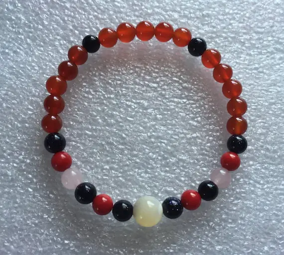 6 Mm Carnelian Wrist Mala Beads Healing Bracelet - Blessed Karma Nirvana Meditation Prayer Beads For Awakening Chakra Kundalinichristmas