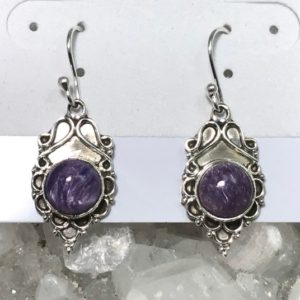 Shop Charoite Earrings! Gorgeous Russian Charoite Earrings | Natural genuine Charoite earrings. Buy crystal jewelry, handmade handcrafted artisan jewelry for women.  Unique handmade gift ideas. #jewelry #beadedearrings #beadedjewelry #gift #shopping #handmadejewelry #fashion #style #product #earrings #affiliate #ad