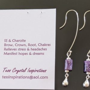 Shop Charoite Earrings! Sterling Silver and Charoite Earrings | Natural genuine Charoite earrings. Buy crystal jewelry, handmade handcrafted artisan jewelry for women.  Unique handmade gift ideas. #jewelry #beadedearrings #beadedjewelry #gift #shopping #handmadejewelry #fashion #style #product #earrings #affiliate #ad
