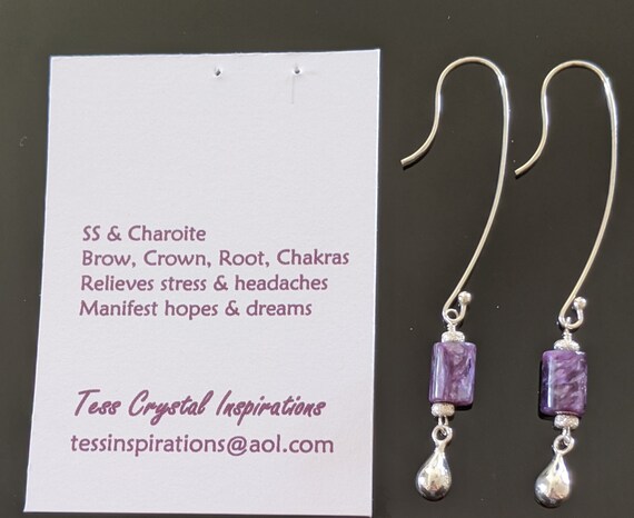 Sterling Silver And Charoite Earrings
