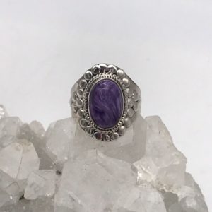 Shop Charoite Rings! Charoite Ring, Size 8 | Natural genuine Charoite rings, simple unique handcrafted gemstone rings. #rings #jewelry #shopping #gift #handmade #fashion #style #affiliate #ad