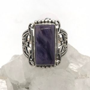 Shop Charoite Rings! Charoite Ring, Size 9 | Natural genuine Charoite rings, simple unique handcrafted gemstone rings. #rings #jewelry #shopping #gift #handmade #fashion #style #affiliate #ad