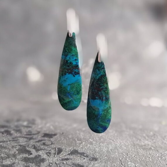 Chrysocolla Earrings Sterling Silver Or Gold Earrings Healing Crystal Earrings Earrings Gemstone Earrings Gifts For Her