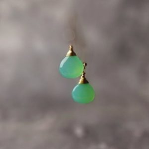 Chrysoprase Chalcedony Earrings, Gold Earrings, Dainty Earrings, Everyday Jewelry Gifts For Her | Natural genuine Gemstone earrings. Buy crystal jewelry, handmade handcrafted artisan jewelry for women.  Unique handmade gift ideas. #jewelry #beadedearrings #beadedjewelry #gift #shopping #handmadejewelry #fashion #style #product #earrings #affiliate #ad