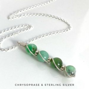 Shop Chrysoprase Necklaces! Chrysoprase, crystal necklace, Sterling Silver, Heart Chakra, Boho Necklace | Natural genuine Chrysoprase necklaces. Buy crystal jewelry, handmade handcrafted artisan jewelry for women.  Unique handmade gift ideas. #jewelry #beadednecklaces #beadedjewelry #gift #shopping #handmadejewelry #fashion #style #product #necklaces #affiliate #ad