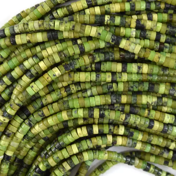 4mm Natural Green Chrysoprase Heishi Disc Beads 15.5" Strand