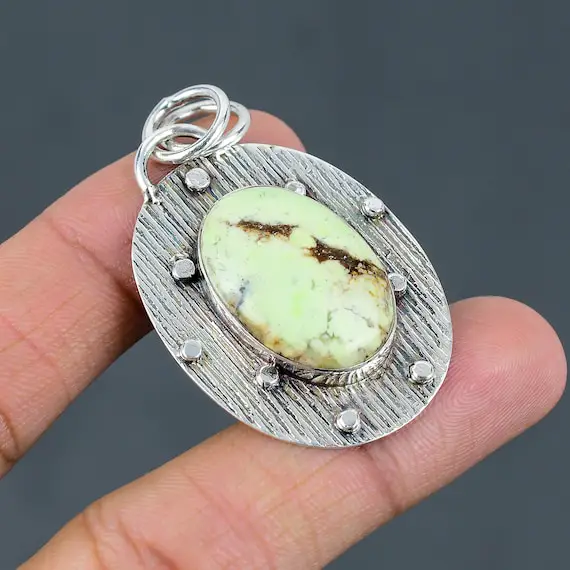Lemon Chrysoprase Pendant 925 Sterling Silver Pendant Unique Design Pendant Original Gemstone Jewelry Gift For Wife Handmade Stylish Pendant