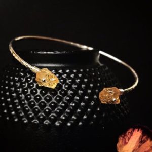 Shop Citrine Bracelets! Citrine Double Callow Cuff | Unique Minimalist Birthstone Cuff Bracelet | 14Kt Gold Sterling Silver Dainty Raw Rough Citrine Jewelry for Her | Natural genuine Citrine bracelets. Buy crystal jewelry, handmade handcrafted artisan jewelry for women.  Unique handmade gift ideas. #jewelry #beadedbracelets #beadedjewelry #gift #shopping #handmadejewelry #fashion #style #product #bracelets #affiliate #ad