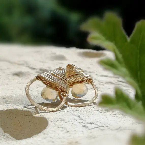 Honey Citrine Earrings Stud Earrings Dainty Earrings Gemstone Earrings Gold Earrings Wire Wrapped Earrings Gifts For Her
