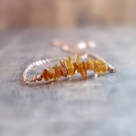 Abundance Necklace Raw Citrine Bar Necklace Rose Gold Necklace Rustic Necklace Healing Crystals Jewelry November Birthstone Gifts For Her