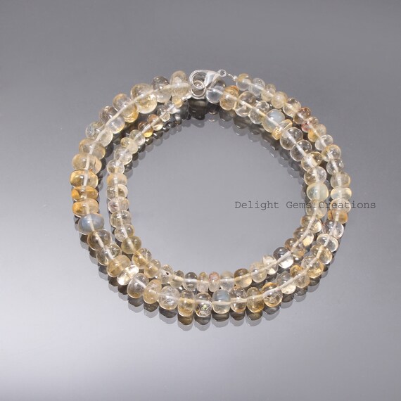 Citrine Yellow Beaded Necklace-6mm-11mm Gradually Gemstone Necklace-sparkling Beads Necklace-crystal Necklace-women Halloween Jewelry